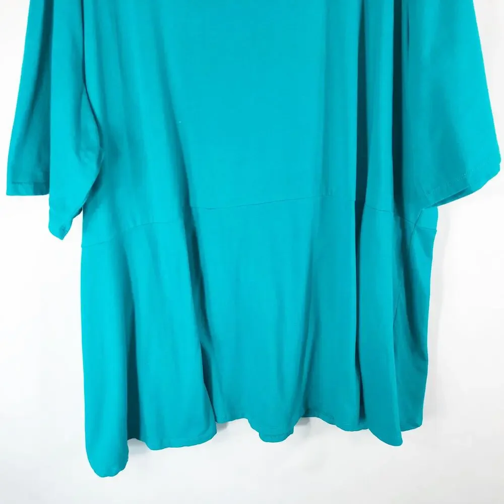 Jessica London Plus Size 30 32 Blouse Peplum Top Green‎ Short Sleeve Stretch 244 - Picture 6 of 8
